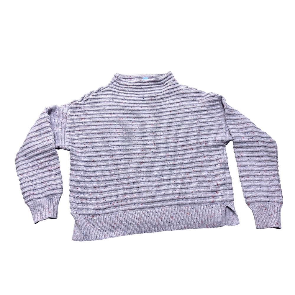 CeCe Womens Lavender Confetti Speckled Ribbed Mock Neck Sweater Large